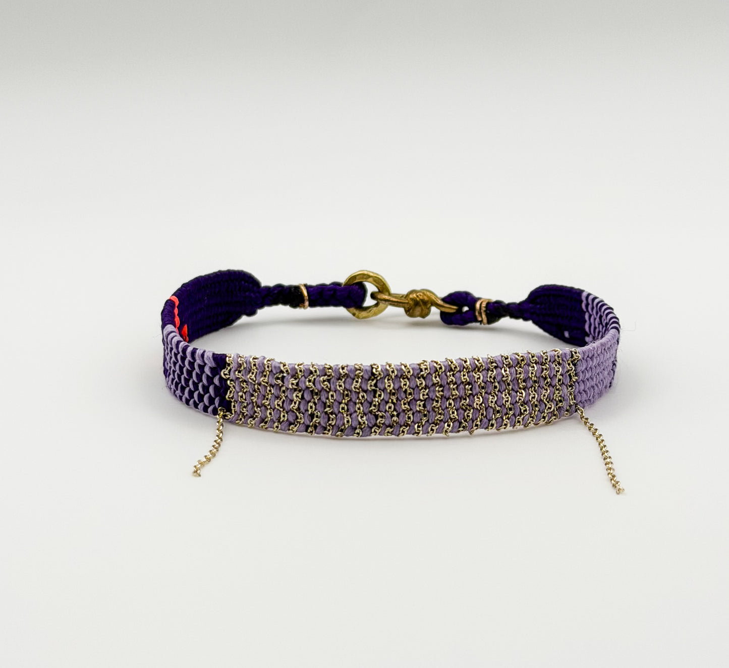 Purple Lilac and Gold Chain Bracelet Fits Most, Adjustable