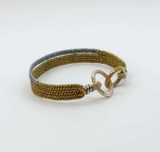 Two-Tone Thread Bracelet (Gold + Silver) — Adjustable, Fits Most