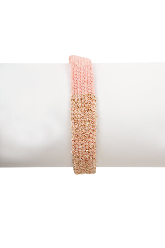 Light Pink Thread Bracelet with Gold Chain & Clasp