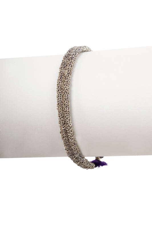 Purple Braided Chain Bracelet with Silver Clasp (5.5")