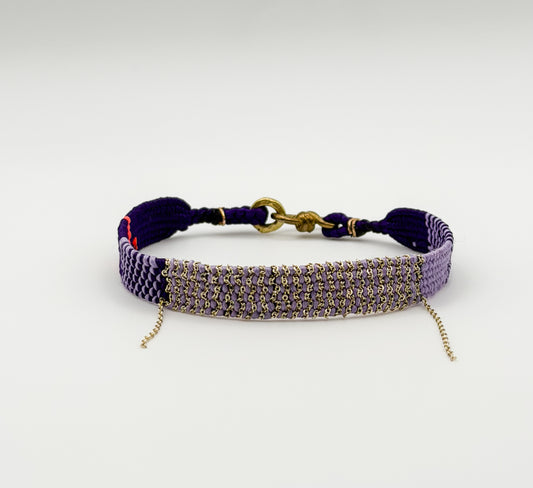 Purple Lilac and Gold Chain Bracelet Fits Most, Adjustable