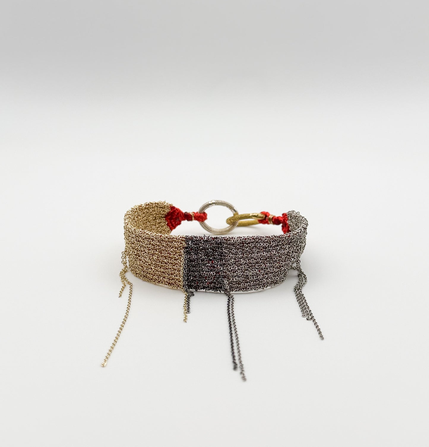 Red Thread and Mixed Metal Chain Bracelet (Adjustable)