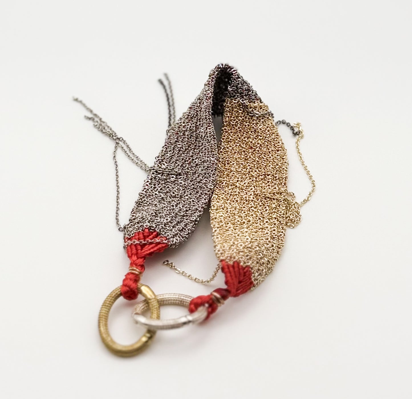 Red Thread and Mixed Metal Chain Bracelet (Adjustable)